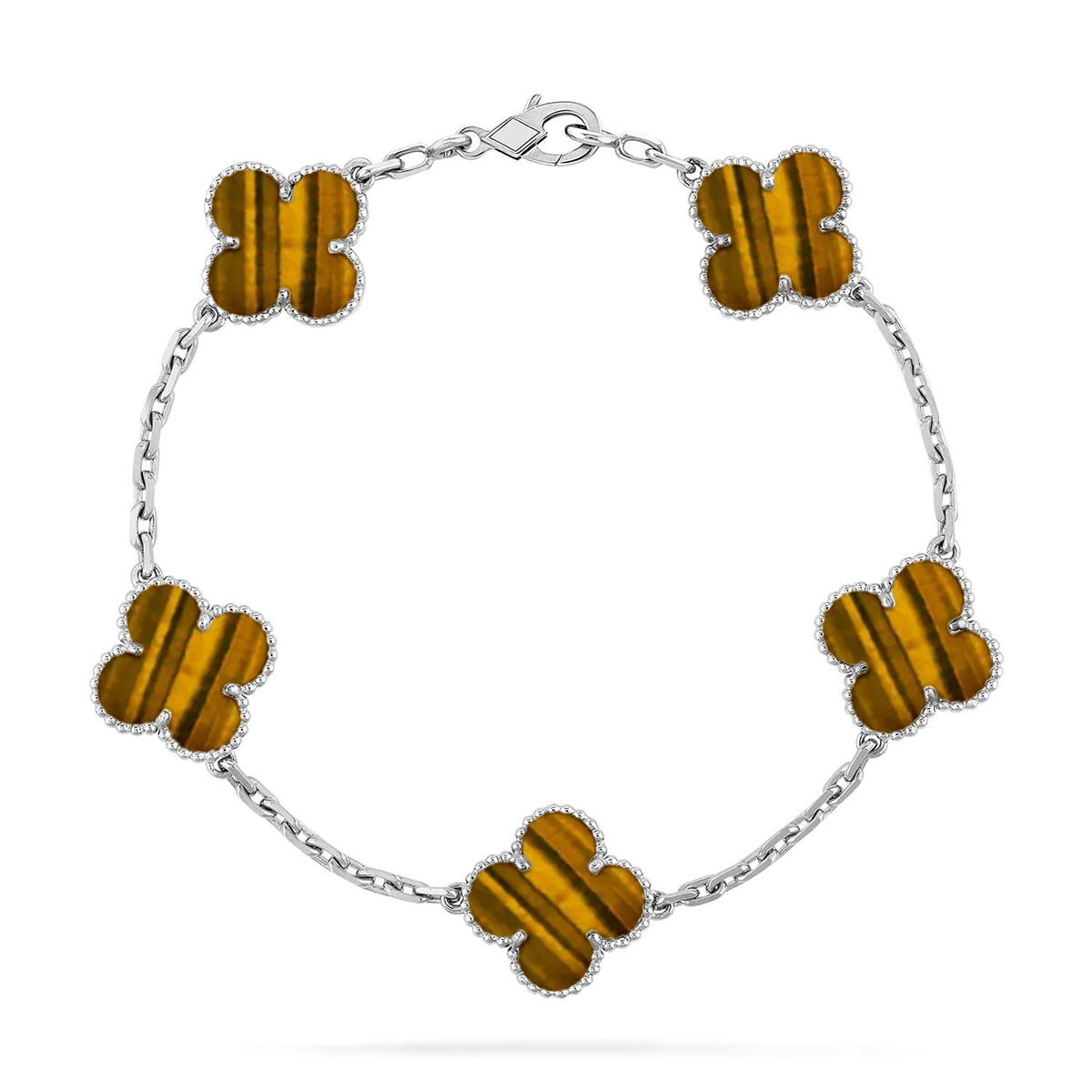 [Azure Tears]LUCKY CLOVER 5-MOTIF BRACELET -  TIGER’S EYE COLLECTION
