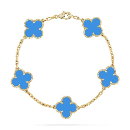 [Azure Tears]LUCKY CLOVER 5-MOTIV-ARMBAND – BLAUER ACHAT-KOLLEKTION