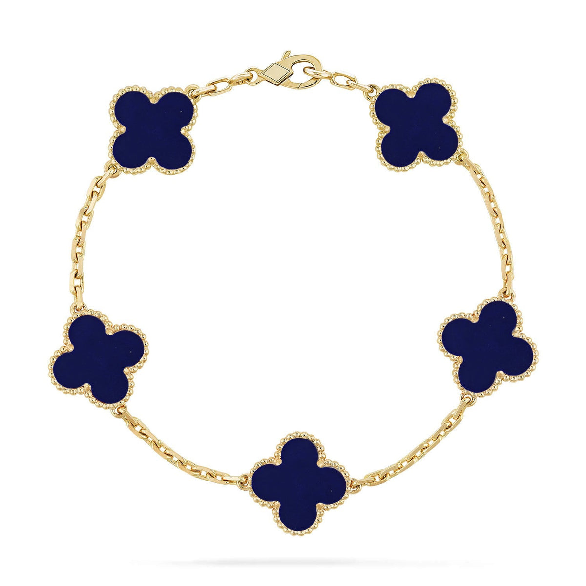 [Azure Tears]LUCKY CLOVER 5-MOTIF BRACELET - LAPIS LAZULI COLLECTION