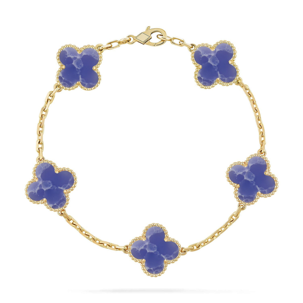 [Azure Tears]LUCKY CLOVER 5-MOTIF BRACELET - BLUE LARIMAR COLLECTION