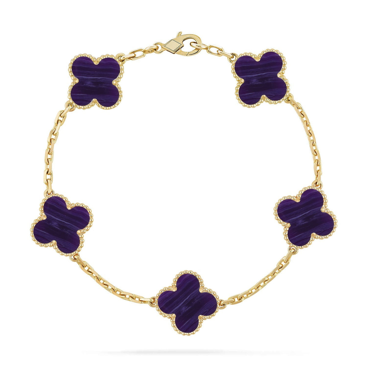 [Azure Tears]LUCKY CLOVER 5-MOTIF BRACELET - CHAROITE COLLECTION