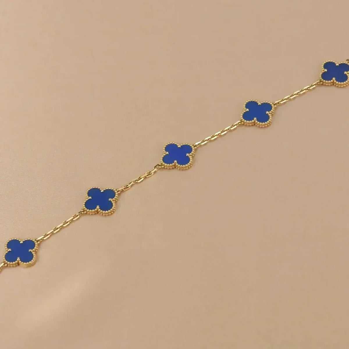 [Azure Tears]LUCKY CLOVER 5-MOTIV-ARMBAND – BLAUER ACHAT-KOLLEKTION