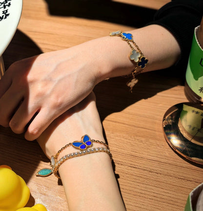[Azure Tears]FRÜHLINGSZAUBER SCHMETTERLINGS- & BLUMEN-CHARM-ARMBAND