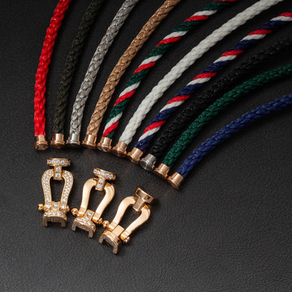 [Azure Tears]ラージ ホースシュー フル ダイヤモンド ブレスレット - ローズゴールド