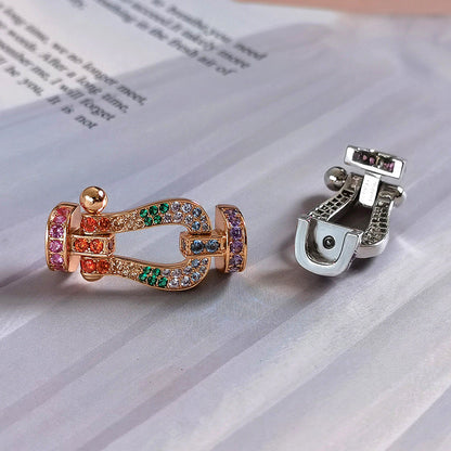 [Azure Tears]FORCE LARGE HUFEISEN FARBENE DIAMANTEN ARMREIF – ROSEGOLD