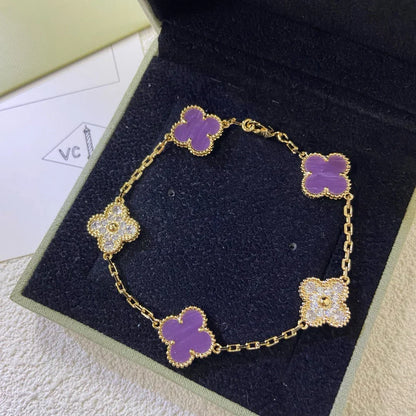 [Azure Tears]LUCKY CLOVER 5-MOTIF-ARMBAND – VIOLET COLLECTION