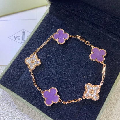 [Azure Tears]LUCKY CLOVER 5-MOTIF-ARMBAND – VIOLET COLLECTION