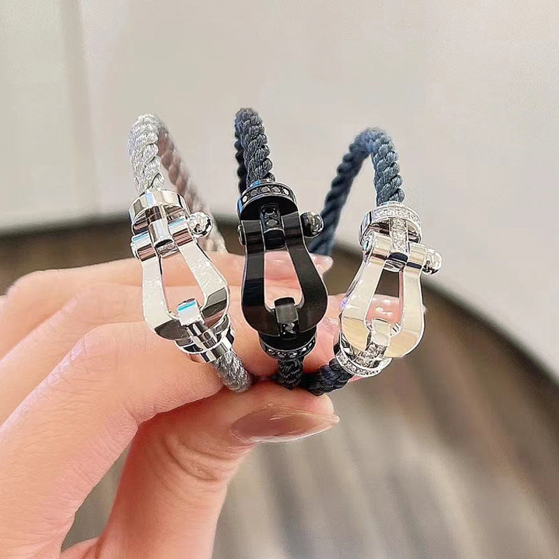 [Azure Tears]ラージホースシュー フルダイヤモンドブレスレット - ゴールド