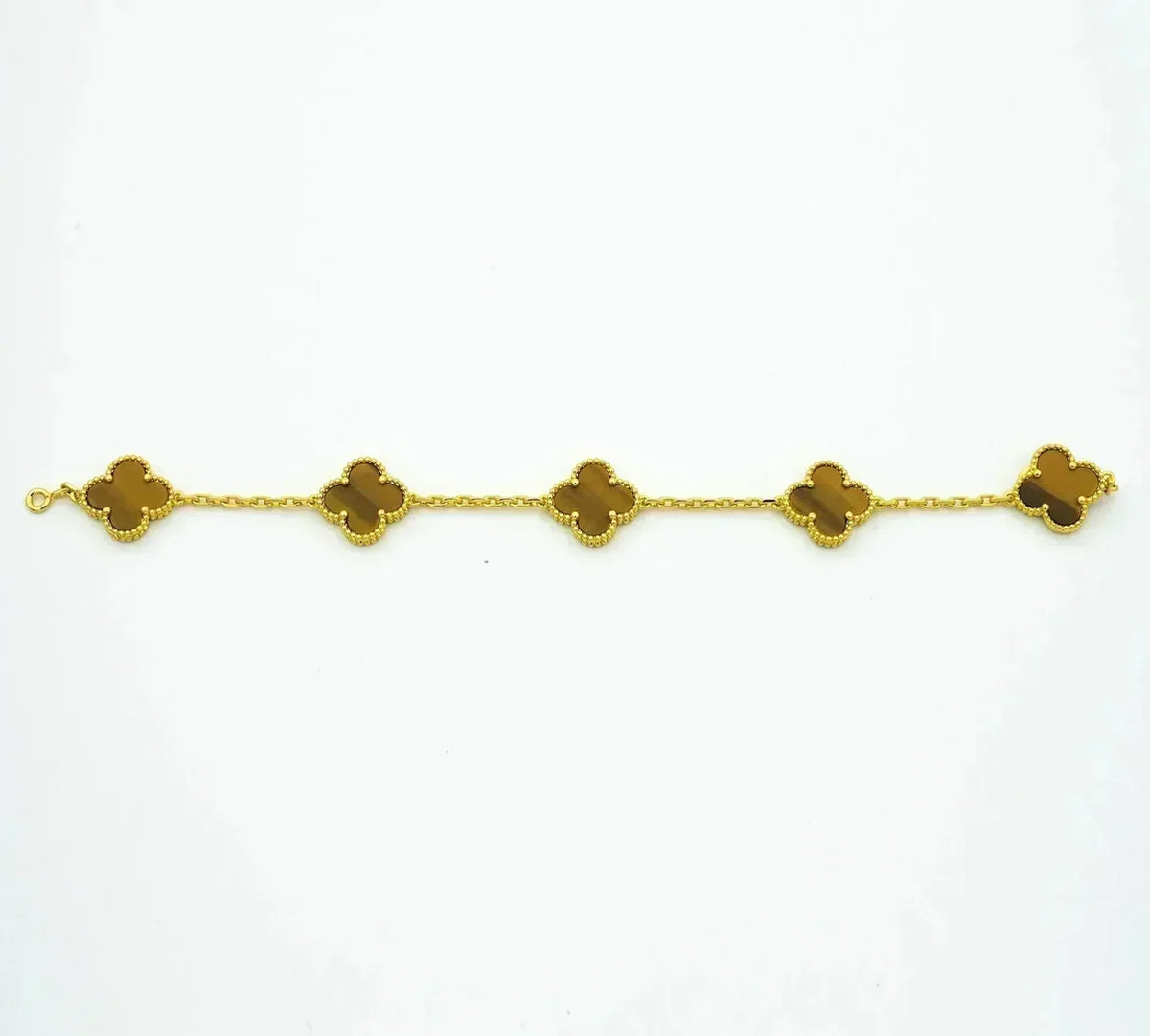 [Azure Tears]LUCKY CLOVER 5-MOTIF BRACELET -  TIGER’S EYE COLLECTION