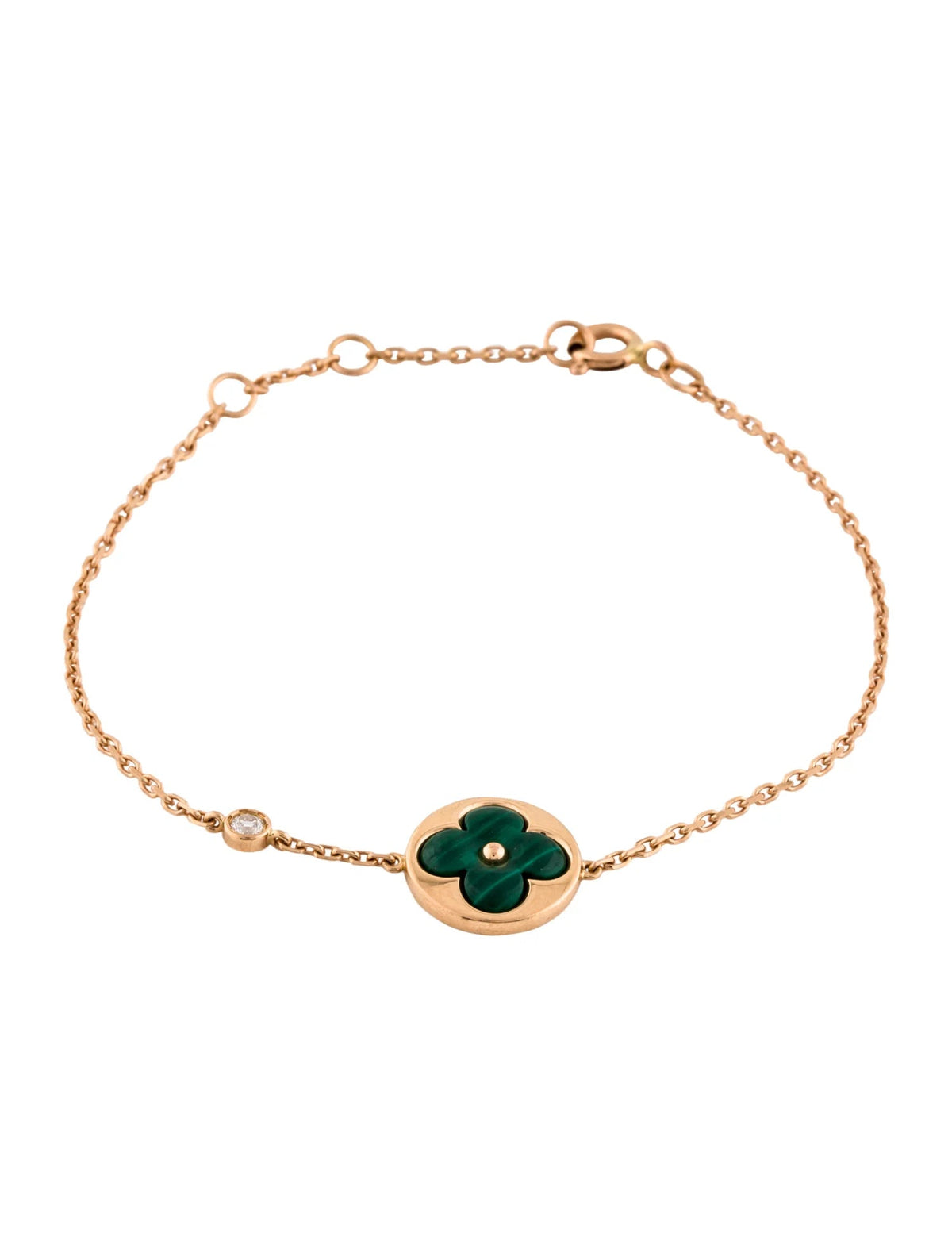 [Azure Tears]SUN MALACHITE 1 DIAMOND ROSE GOLD BRACELET