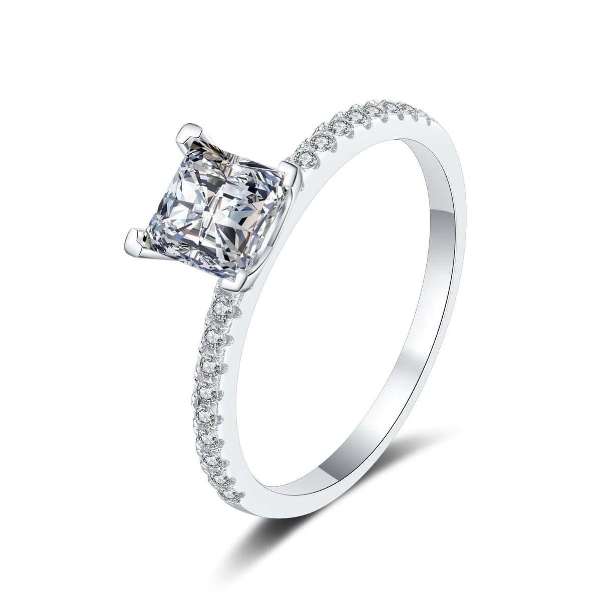 [Azure Tears] ELEGANTER VERLOBUNGSRING MIT PRINZESSINNENSCHLIFF MOISSANIT