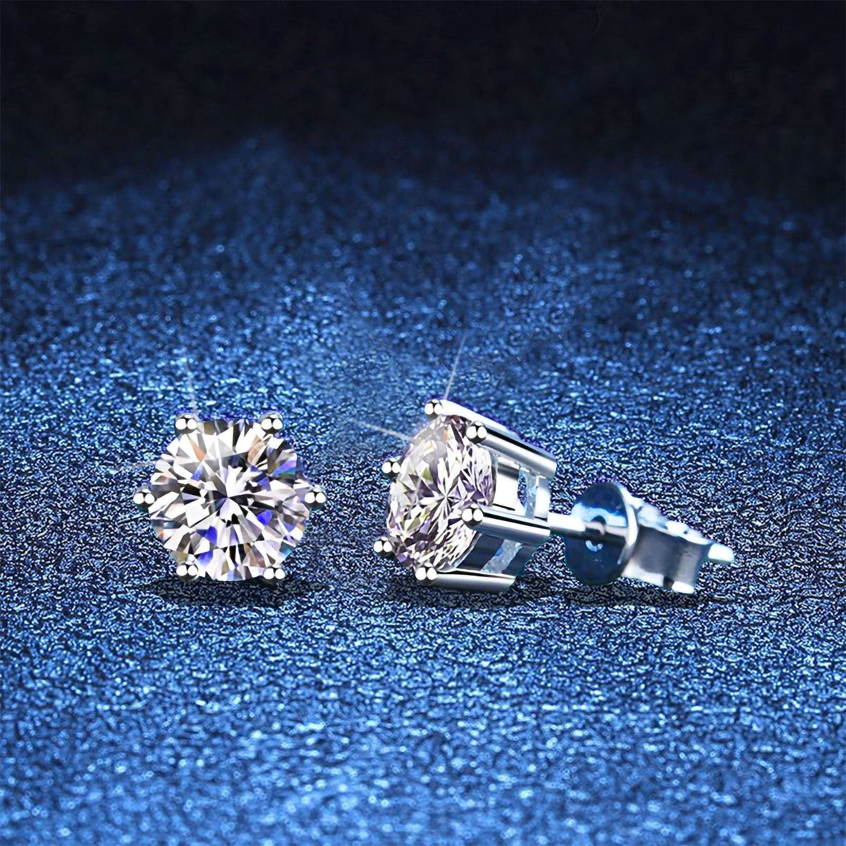 [Azure Tears]SIX-PRONG MOISSANITE EARRINGS