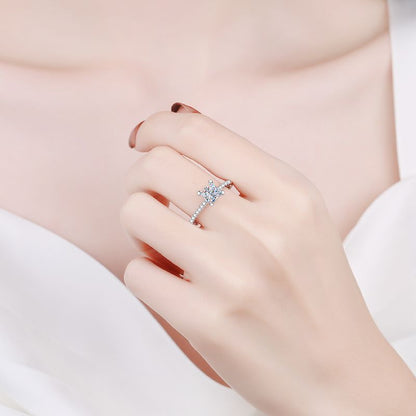 [Azure Tears] ELEGANTER VERLOBUNGSRING MIT PRINZESSINNENSCHLIFF MOISSANIT