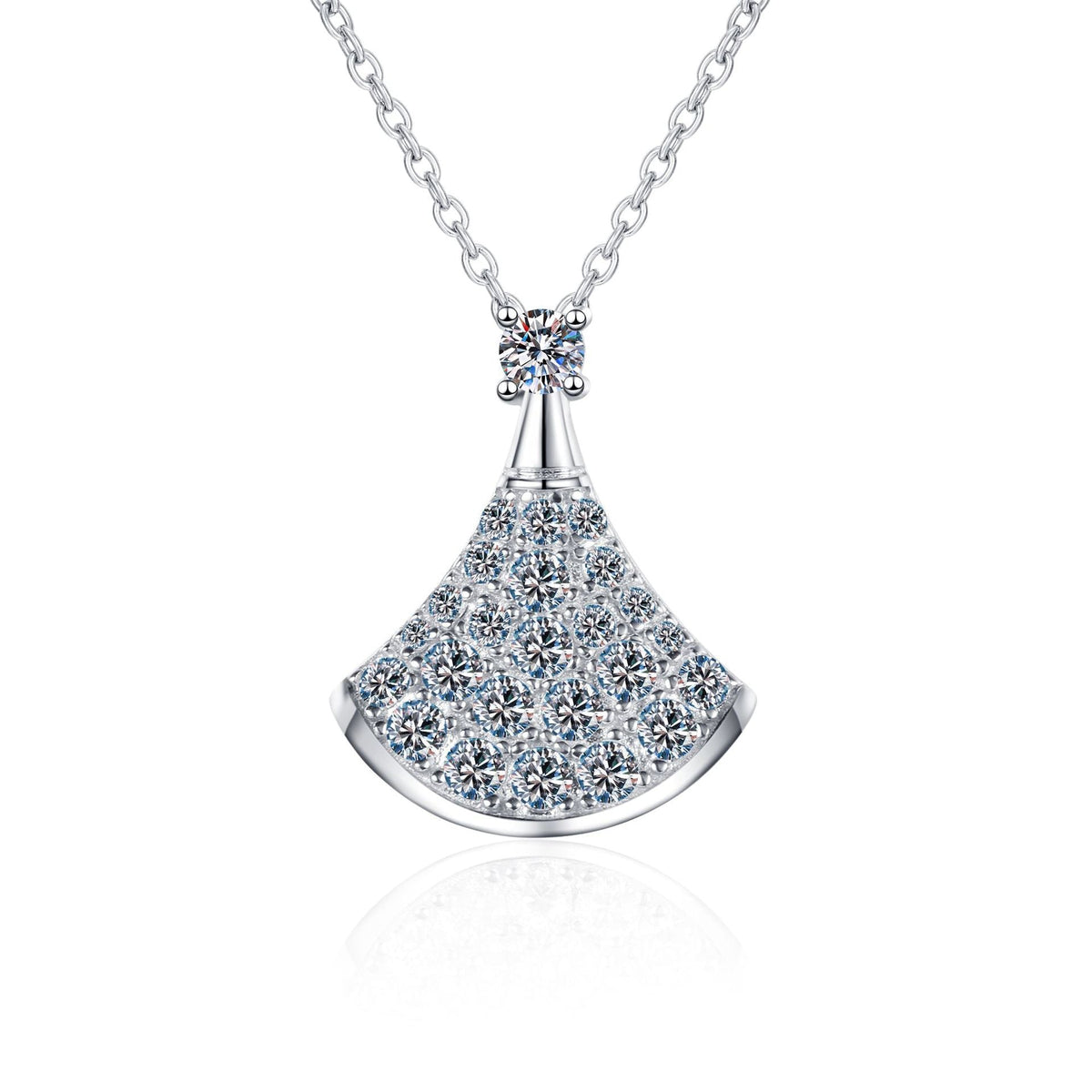 [Azure Tears]ELEGANT FAN-SHAPED MOISSANITE PENDANT NECKLACE