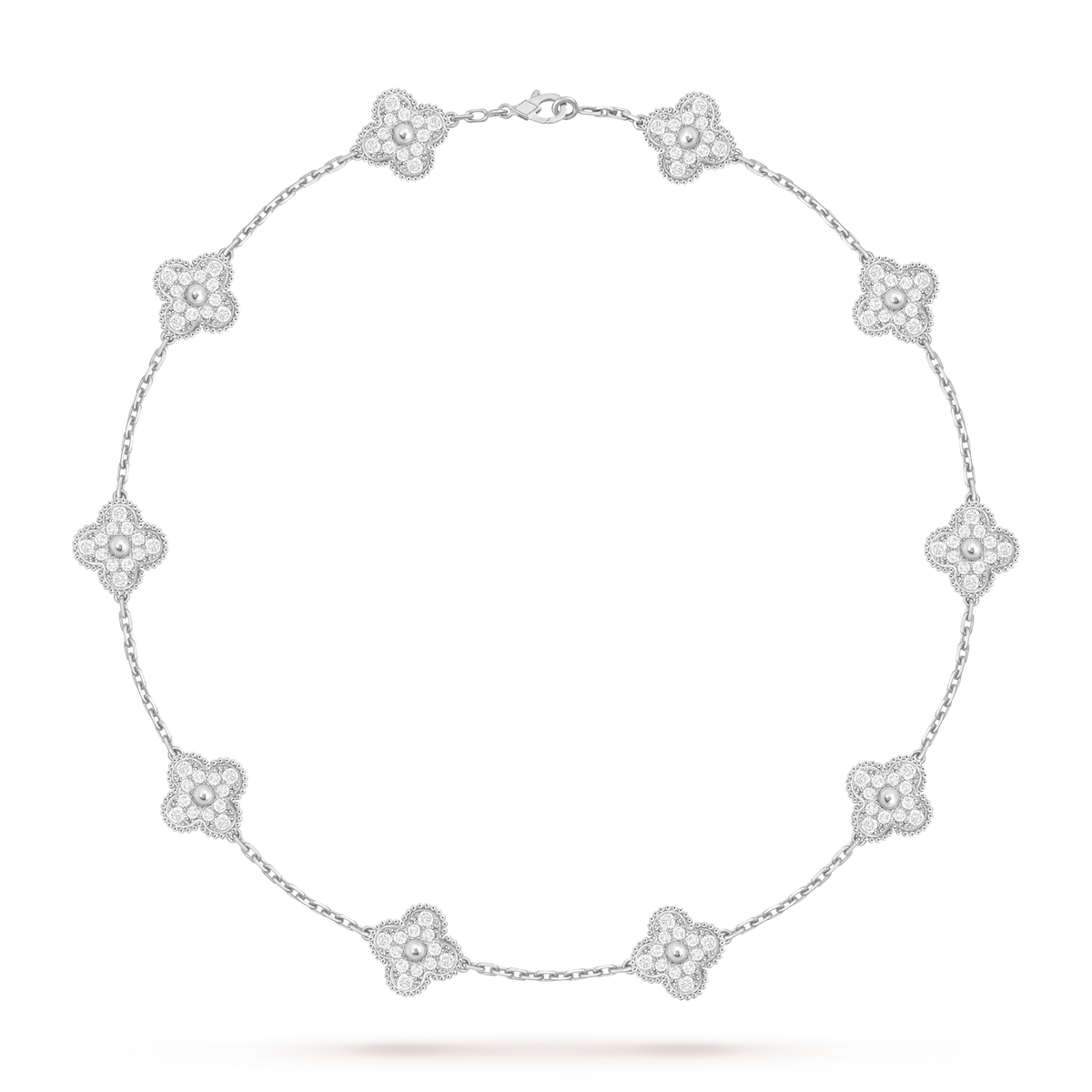 [Azure Tears]CLASSIC LUCKY 10-MOTIF CLOVER NECKLACE WHITE GOLD COLLECTION