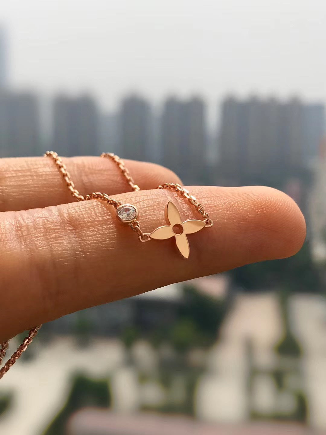 [Azure Tears]BLOSSOM ANHÄNGER ROSÉGOLD UND DIAMANT