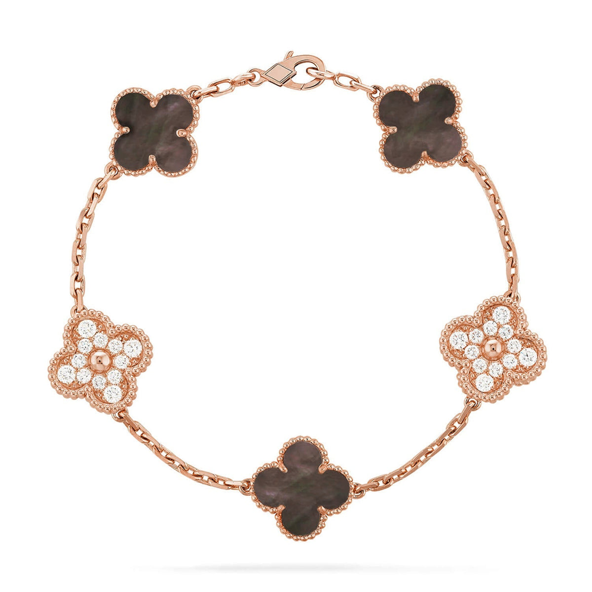 [Azure Tears]LUCKY CLOVER 5-MOTIF BRACELET - GREY MOTHER-OF-PEARL COLLECTION