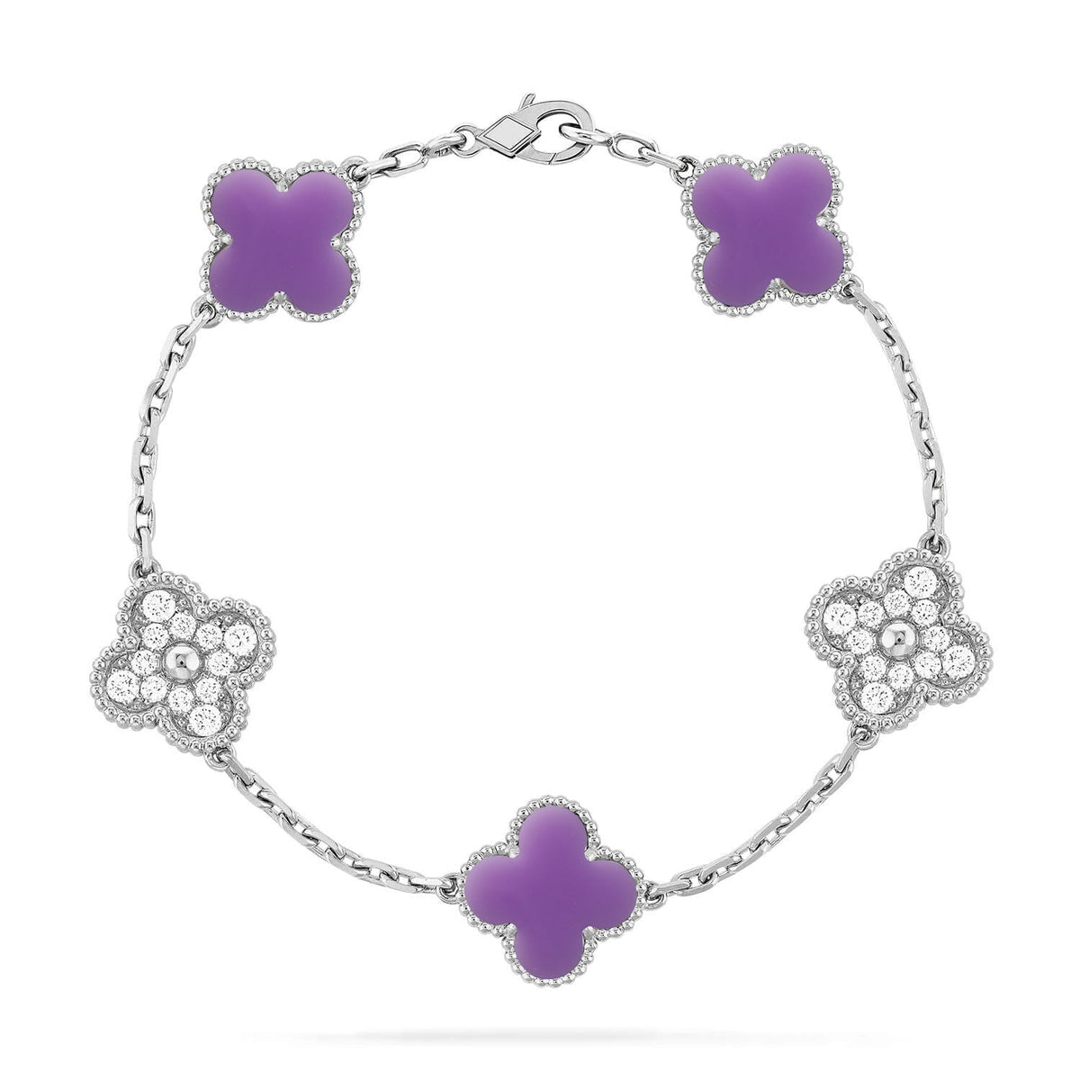 [Azure Tears]LUCKY CLOVER 5-MOTIF BRACELET - LAVENDER COLLECTION
