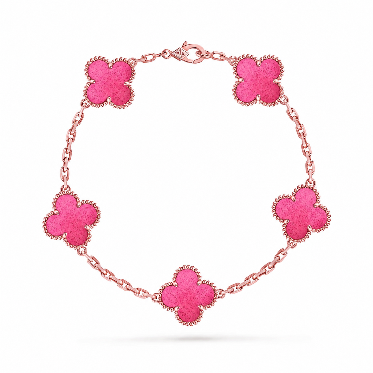 [Azure Tears Jewelry]NEW CLOVER 5 MOTIFS PINK ENAMEL BRACELET