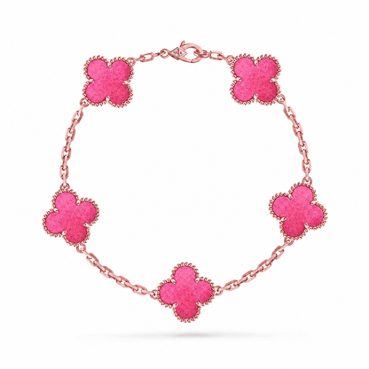 [Azure Tears Jewelry]NEW CLOVER 5 MOTIFS PINK ENAMEL BRACELET