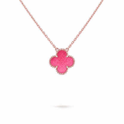 [Azure Tears Jewelry] NEW CLOVER 15MM PINK ENAMEL NECKLACE