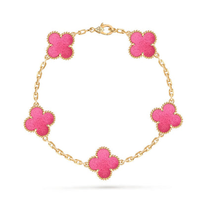 [Azure Tears Jewelry]NEW CLOVER 5 MOTIFS PINK ENAMEL BRACELET