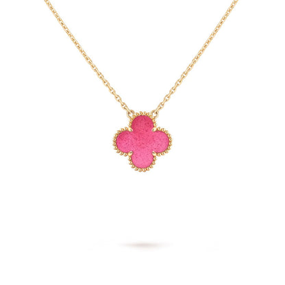 [Azure Tears Jewelry] NEW CLOVER 15MM PINK ENAMEL NECKLACE