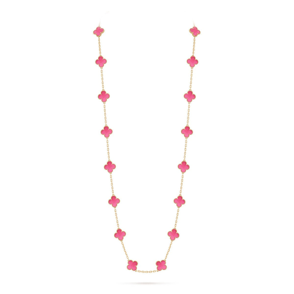 [Azure Tears Jewelry] NEW CLOVER 20 MOTIFS PINK ENAMEL NECKLACE