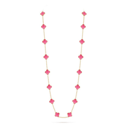 [Azure Tears Jewelry] NEW CLOVER 20 MOTIFS PINK ENAMEL NECKLACE