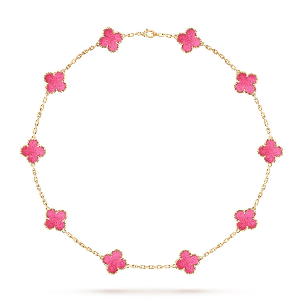 [Azure Tears Jewelry]NEW CLOVER 10 MOTIFS PINK ENAMEL NECKLACE