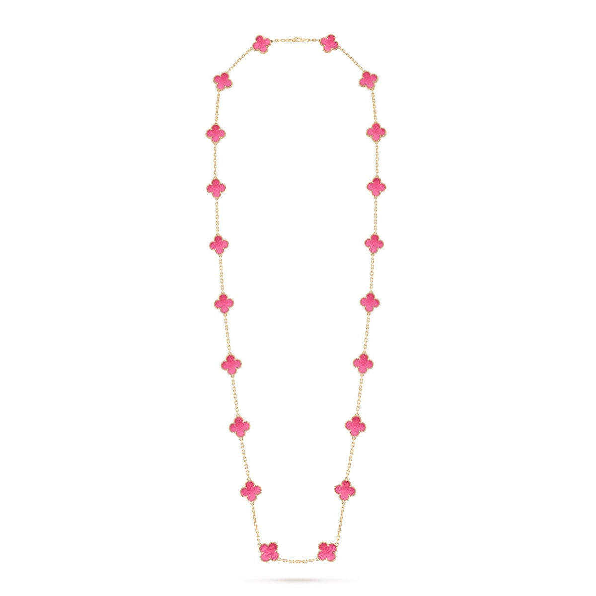 [Azure Tears Jewelry] NEW CLOVER 20 MOTIFS PINK ENAMEL NECKLACE