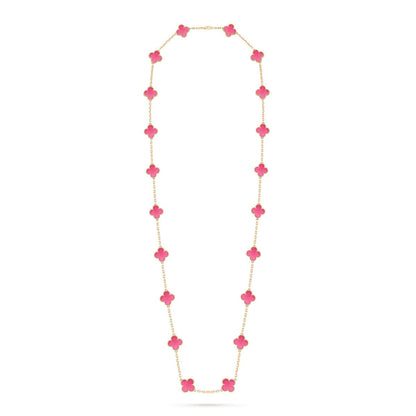 [Azure Tears Jewelry] NEW CLOVER 20 MOTIFS PINK ENAMEL NECKLACE