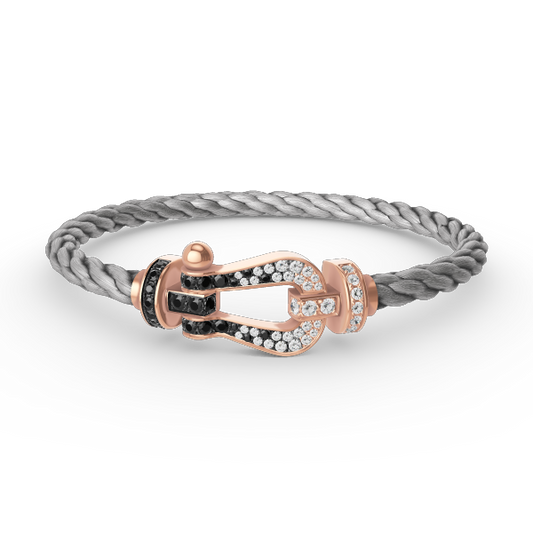 [Azure Tears]GROSSES HUFEISEN ARMBAND MIT SCHWARZEN & WEISSEN DIAMANTEN - ROSEGOLD