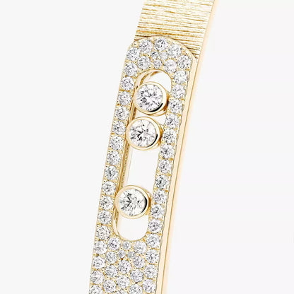 [Azure Tears]MOVE NOA CISELÉ HALF-PAVÉ DIAMOND BANGLE BRACELET
