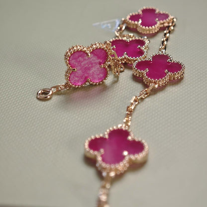 [Azure Tears Jewelry]NEW CLOVER 5 MOTIFS PINK ENAMEL BRACELET