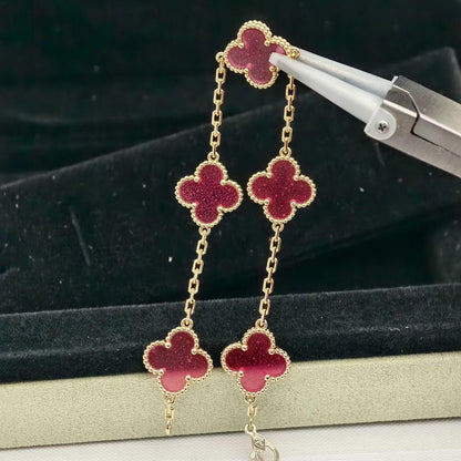 [Azure Tears Jewelry]NEW CLOVER 5 MOTIFS PINK ENAMEL BRACELET