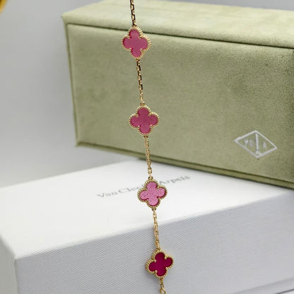 [Azure Tears Jewelry]NEW CLOVER 5 MOTIFS PINK ENAMEL BRACELET