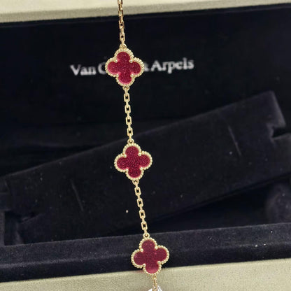 [Azure Tears Jewelry]NEW CLOVER 5 MOTIFS PINK ENAMEL BRACELET