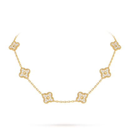 [Azure Tears]KLASSISCHES GLÜCKLICHES 10-BLATT-KLEE-HALSKETTE GOLD KOLLEKTION