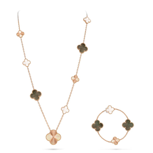 [Azure Tears] ABNEHMBARER STATEMENT-SCHMUCKSETS MIT 15 KLEEBÄTTERN - GRAUES PERLMUTT & LASER