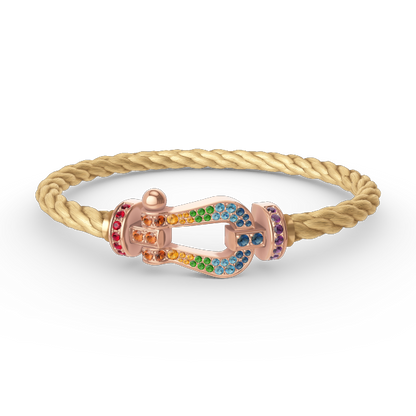 [Azure Tears]FORCE LARGE HUFEISEN FARBENE DIAMANTEN ARMREIF – ROSEGOLD