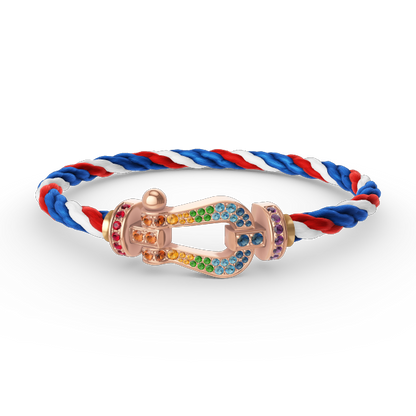 [Azure Tears]FORCE LARGE HUFEISEN FARBENE DIAMANTEN ARMREIF – ROSEGOLD