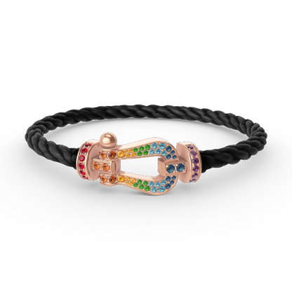 [Azure Tears]FORCE LARGE HUFEISEN FARBENE DIAMANTEN ARMREIF – ROSEGOLD