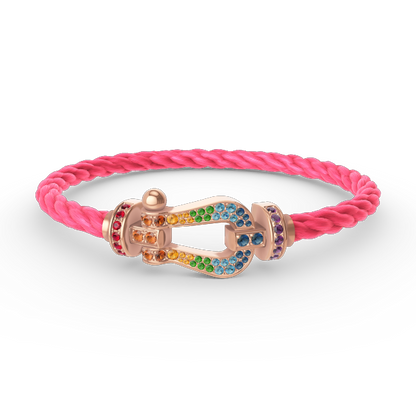 [Azure Tears]FORCE LARGE HUFEISEN FARBENE DIAMANTEN ARMREIF – ROSEGOLD